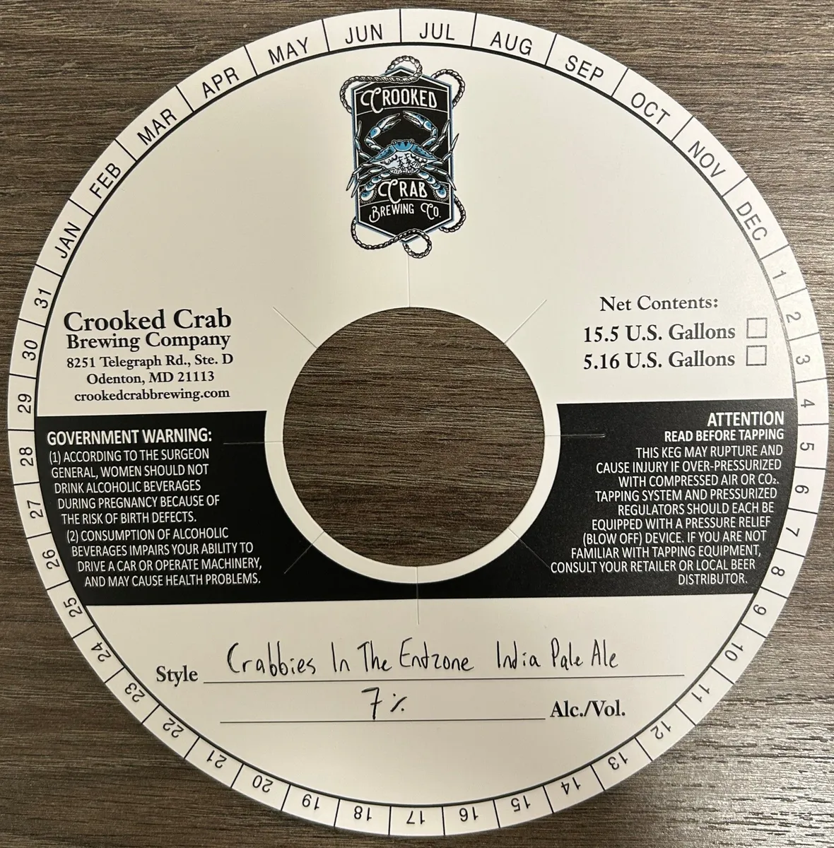 Crabbies In The Endzone label art — CROOKED CRAB BREWING COMPANY