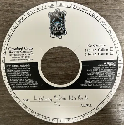 Lightning McCrab India Pale Ale label