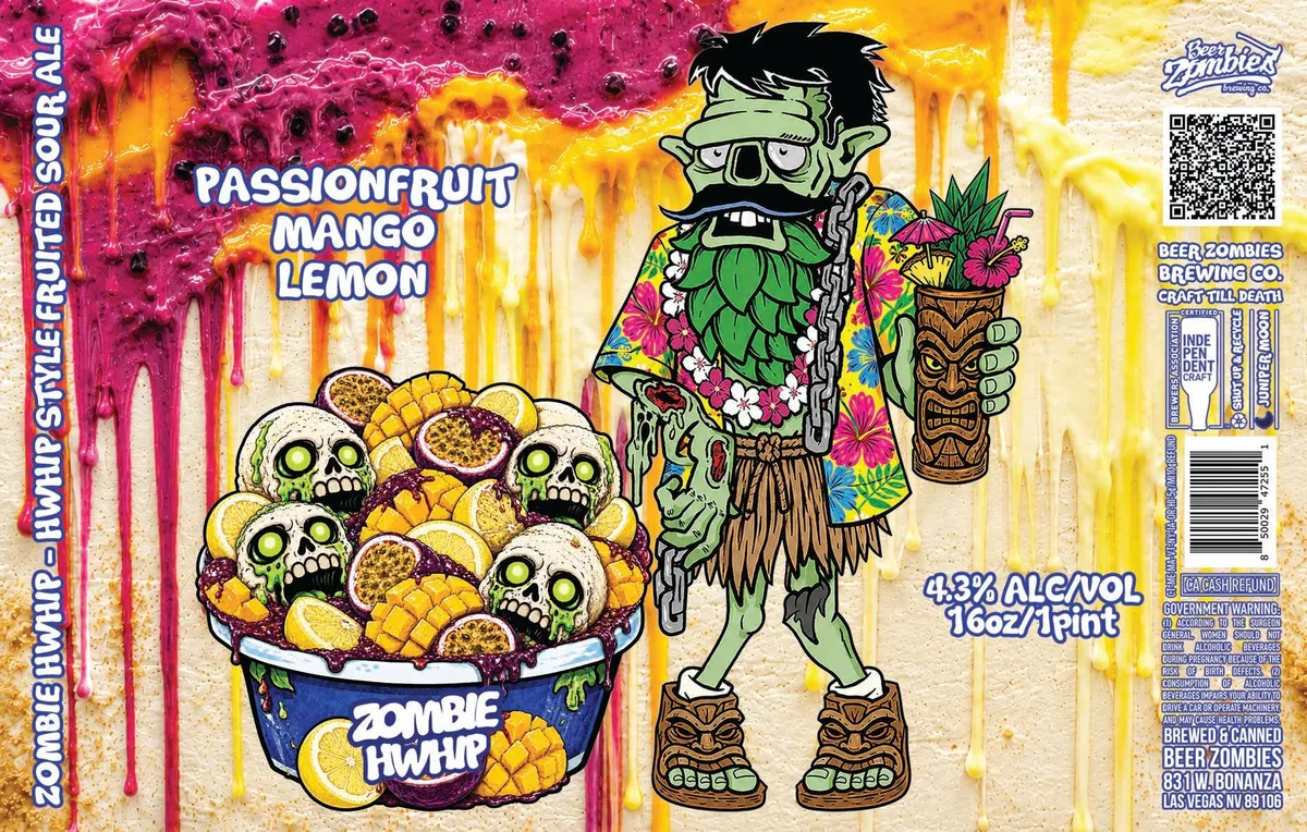 Zombie Hwhip Passionfruit Mango Lemon — full label as filed with TTB