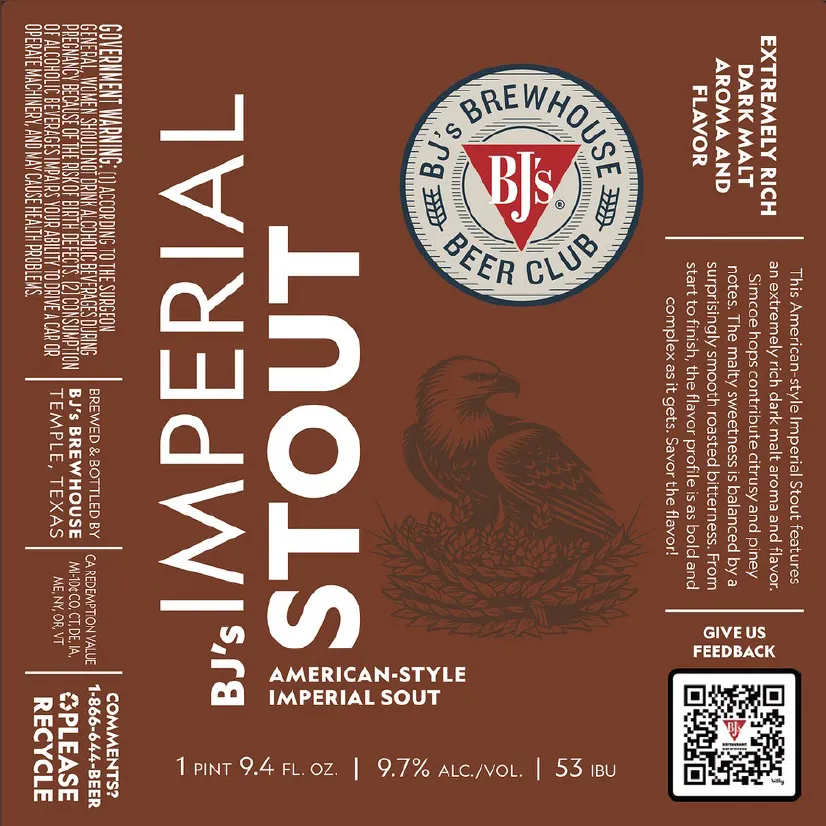 Imperial Stout label art — BJ'S