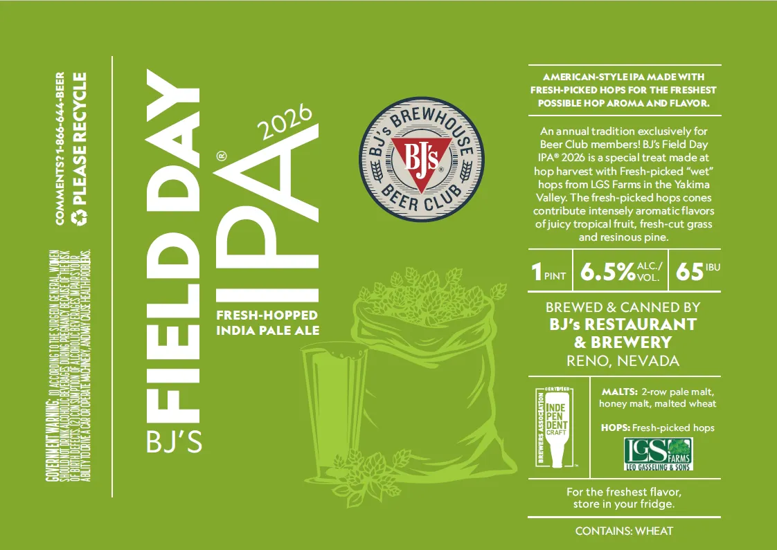 Field Day IPA 2026 — full label as filed with TTB