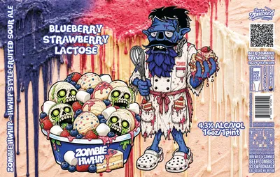 Zombie Hwhip Blueberry Strawberry Lactose label