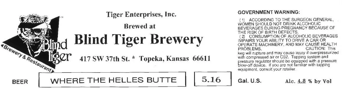 Where The Helles Butte — full label as filed with TTB