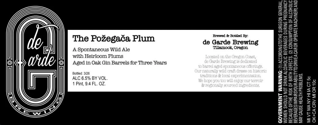 The Pożegača Plum — full label as filed with TTB
