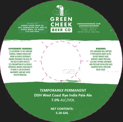 Temporarily Permanent DDH West Coast Rye India Pale Ale label