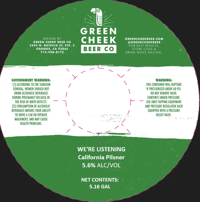 We're Listening California Pilsner — full label as filed with TTB