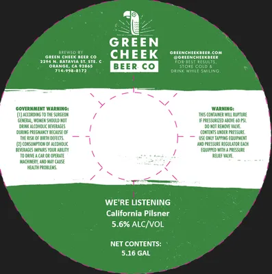We're Listening California Pilsner label