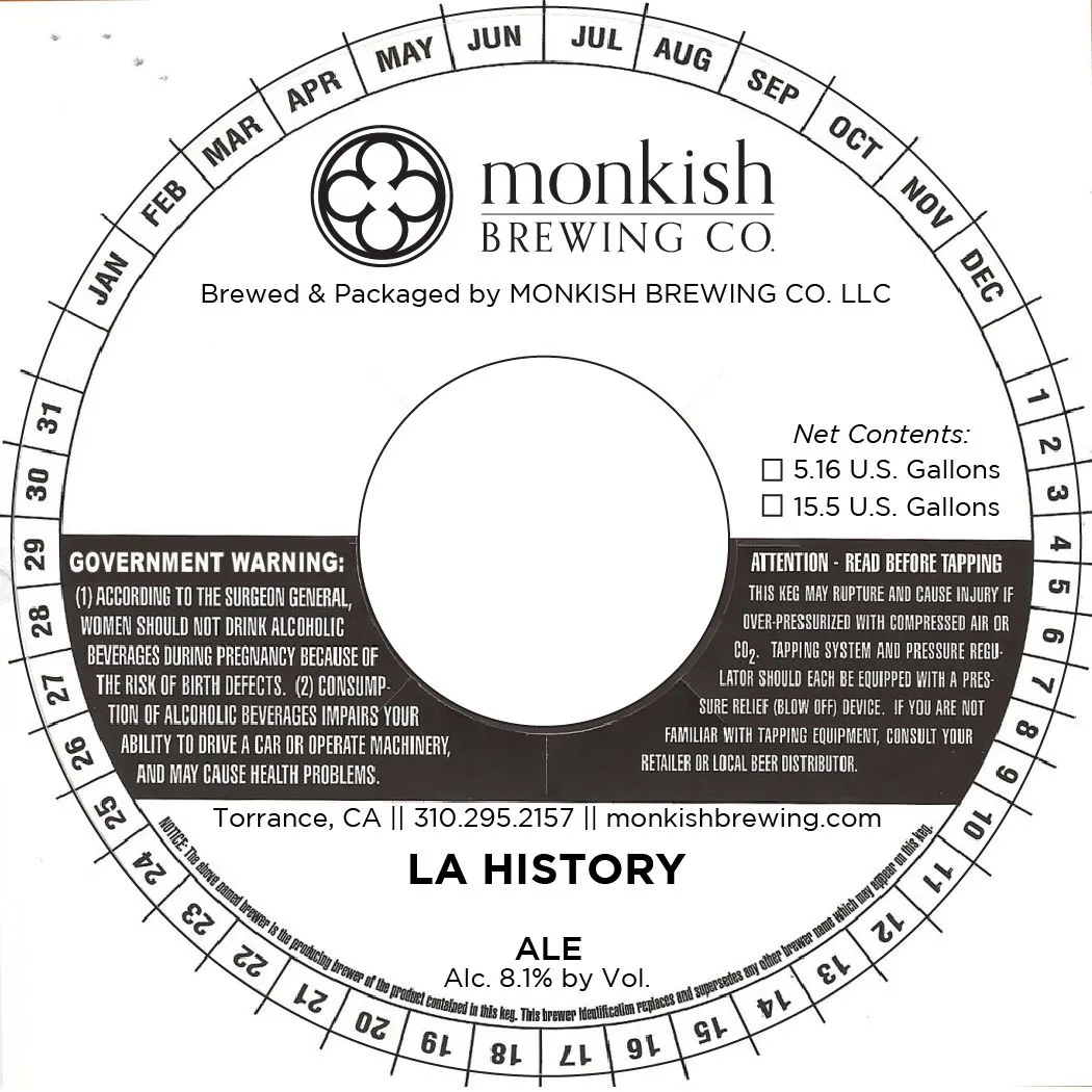 LA History — full label as filed with TTB