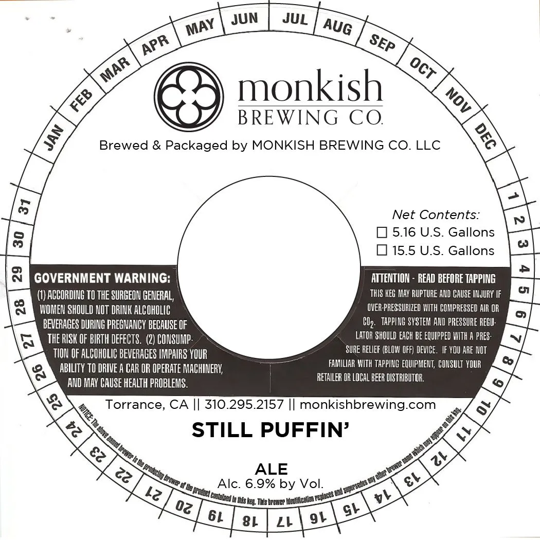 Still Puffin' — full label as filed with TTB