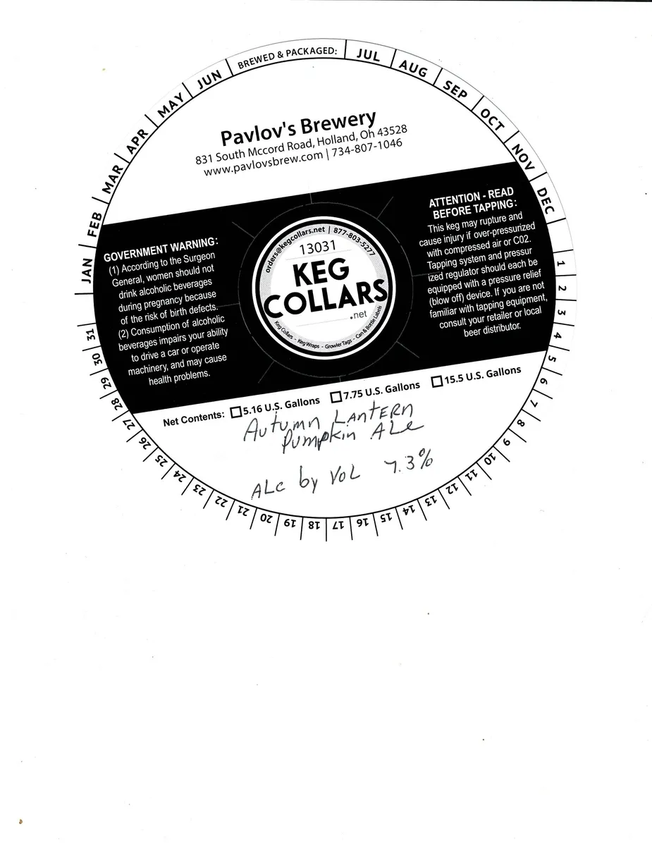 Autumn Lantern Pumpkin Ale label art — PAVLOV'S BREWERY