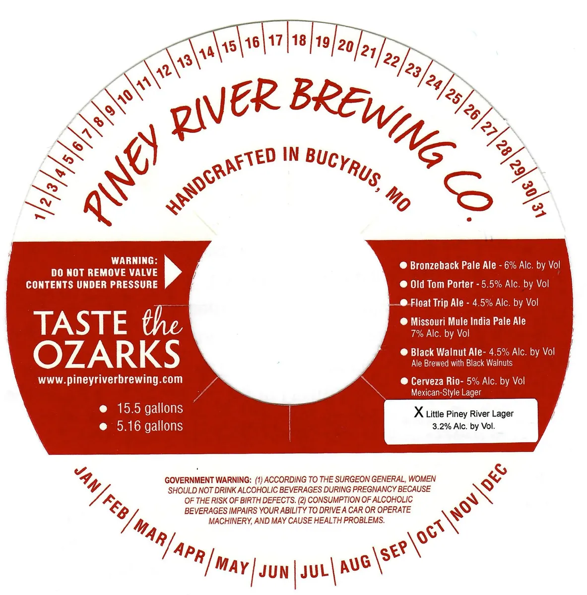 Little Piney River Lager — full label as filed with TTB