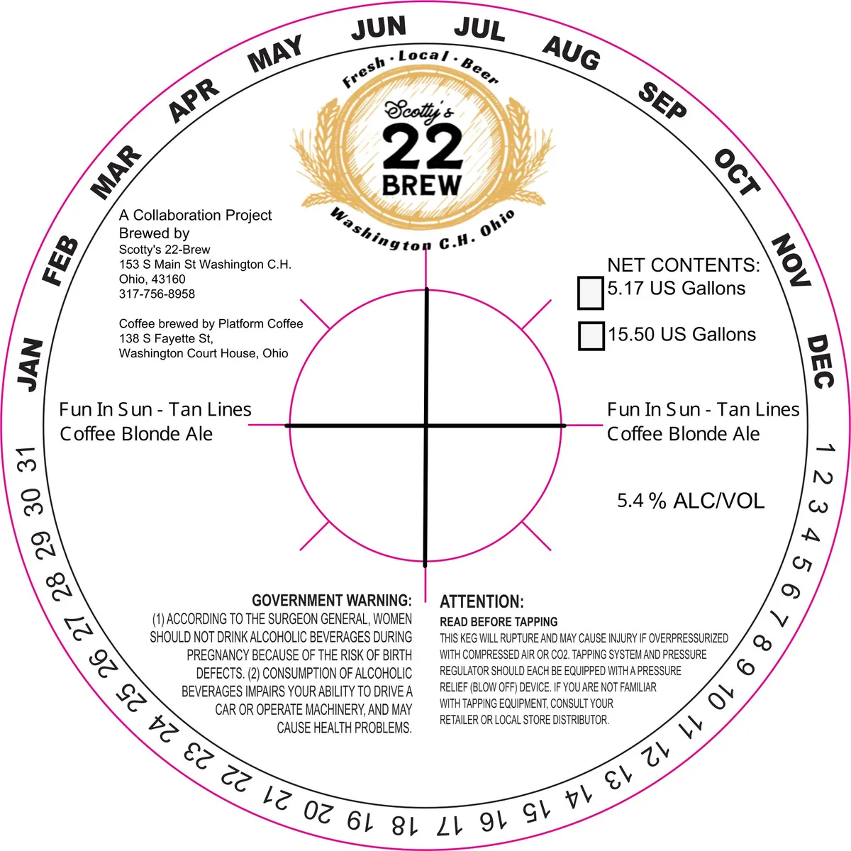 Fun In Sun - Tan Lines Coffee Blonde Ale — full label as filed with TTB