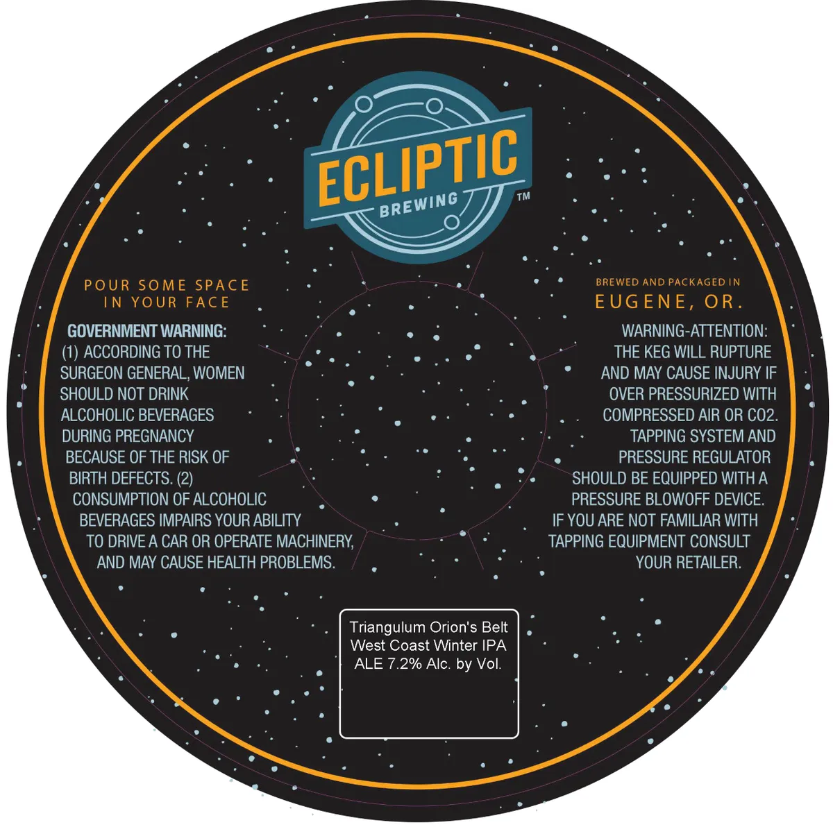 Triangulum Orion's Belt West Coast Winter IPA — full label as filed with TTB