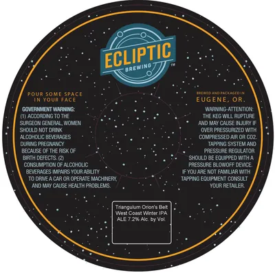 Triangulum Orion's Belt West Coast Winter IPA label