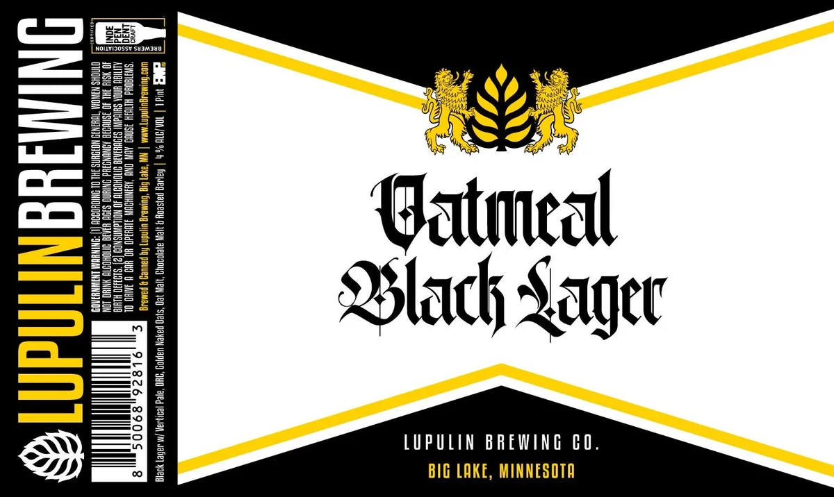 Oatmeal Black Lager — full label as filed with TTB