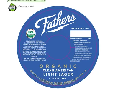 Fathers Light Lager label
