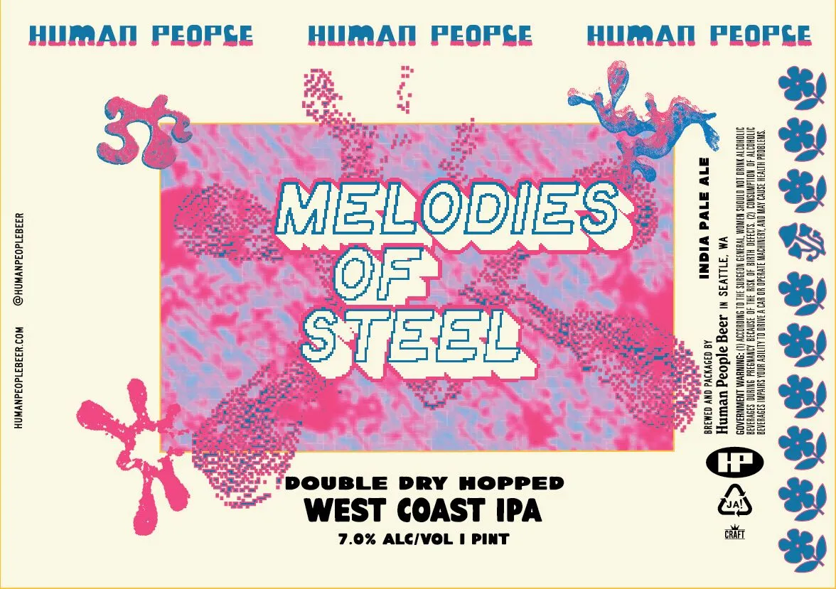 Melodies of Steel label art — HUMAN PEOPLE BEER