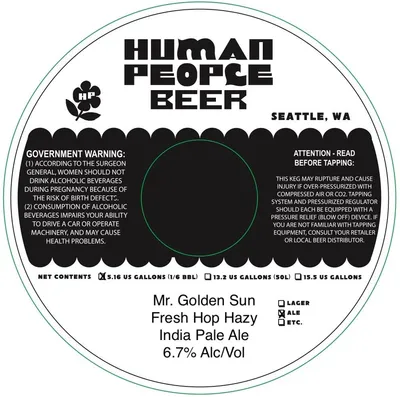 Mr. Golden Sun Fresh Hop Hazy India Pale Ale label