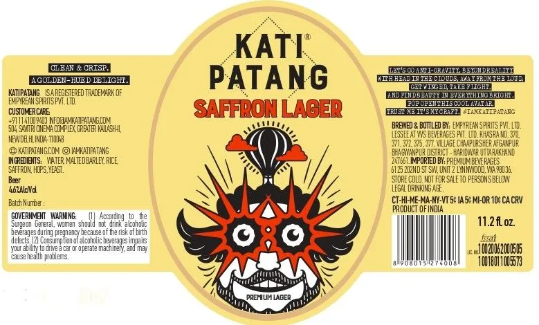 Saffron Lager — full label as filed with TTB