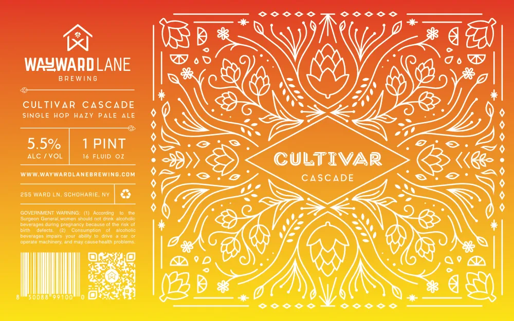 Cultivar Cascade label art — WAYWARD LANE BREWING