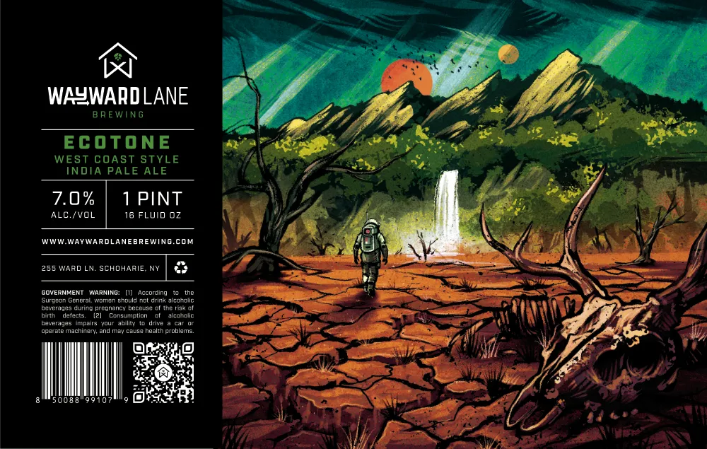 Ecotone label art — WAYWARD LANE BREWING