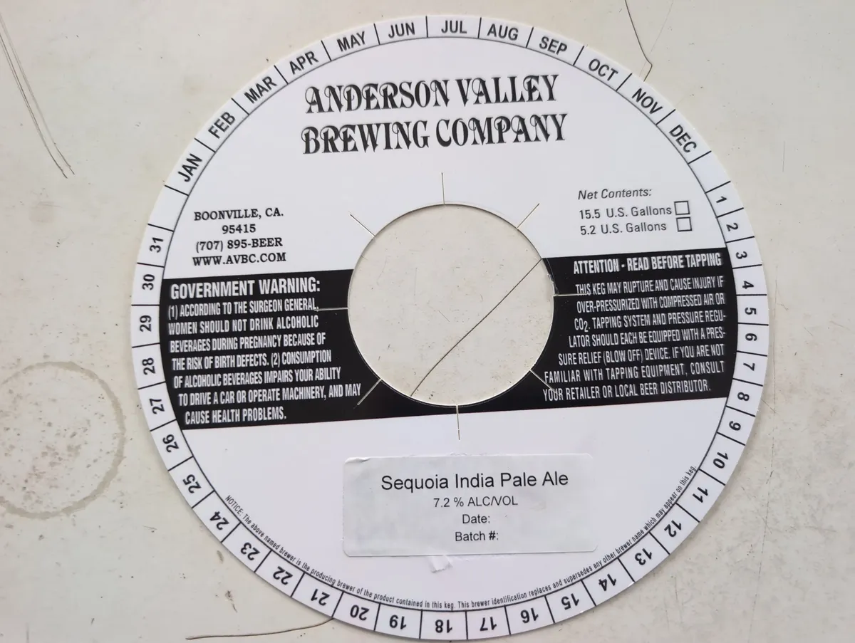Sequoia India Pale Ale — full label as filed with TTB