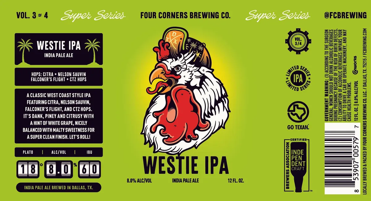 Westie IPA label art — WESTIE IPA