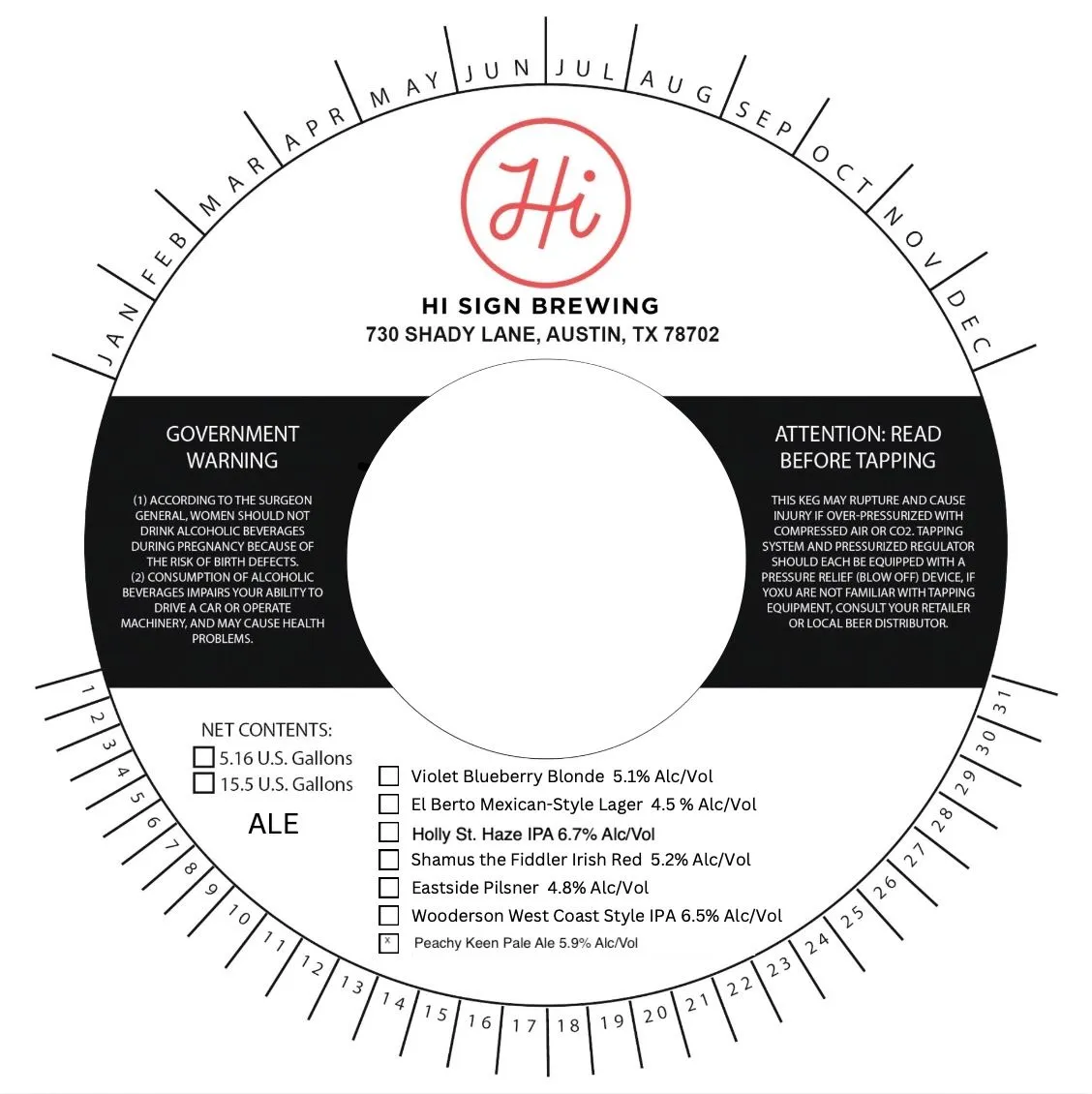 Peachy Keen Pale Ale — full label as filed with TTB