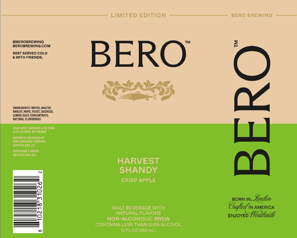 Harvest Shandy — full label as filed with TTB