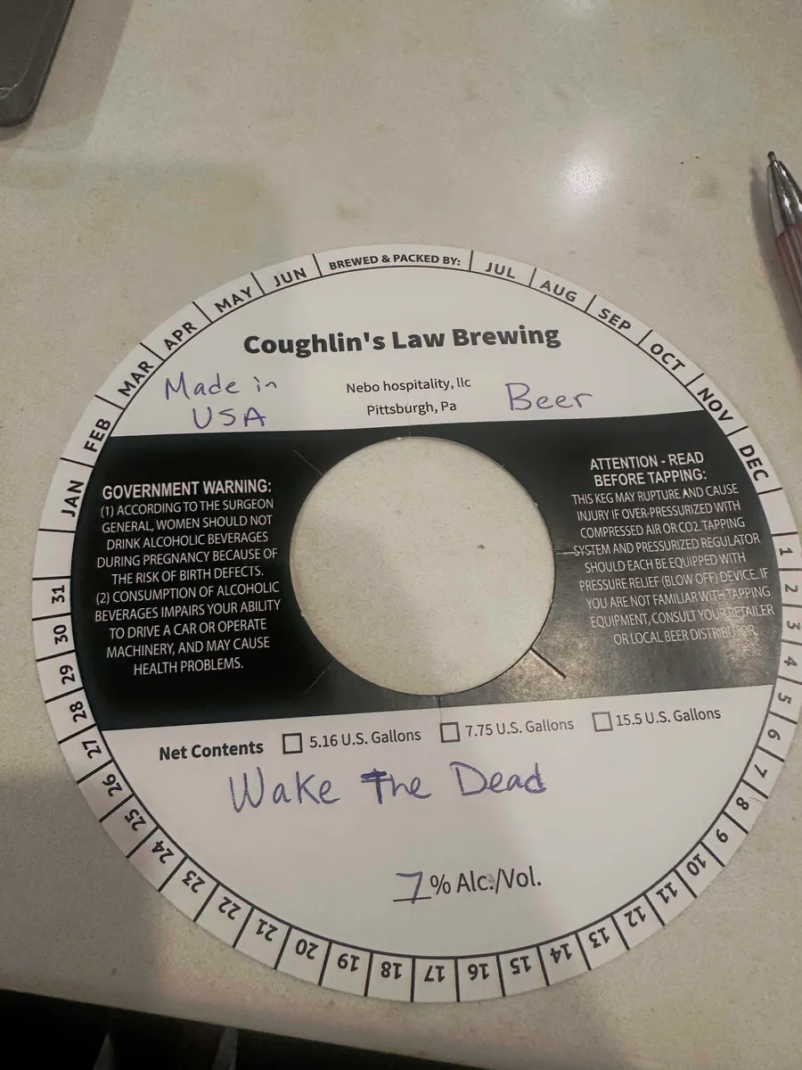 Wake The Dead — full label as filed with TTB