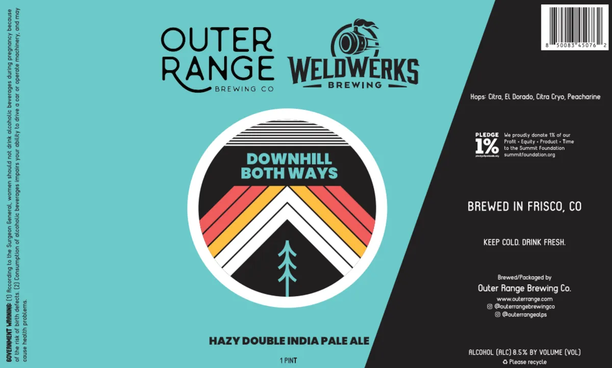 Downhill Both Ways label art — DOWNHILL BOTH WAYS