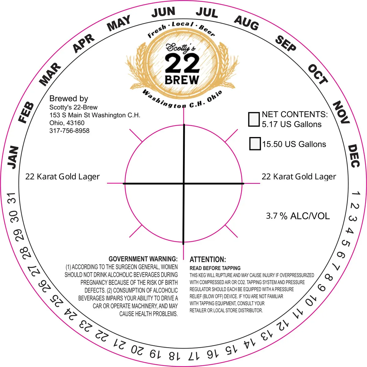 22 Karat Gold Lager — full label as filed with TTB