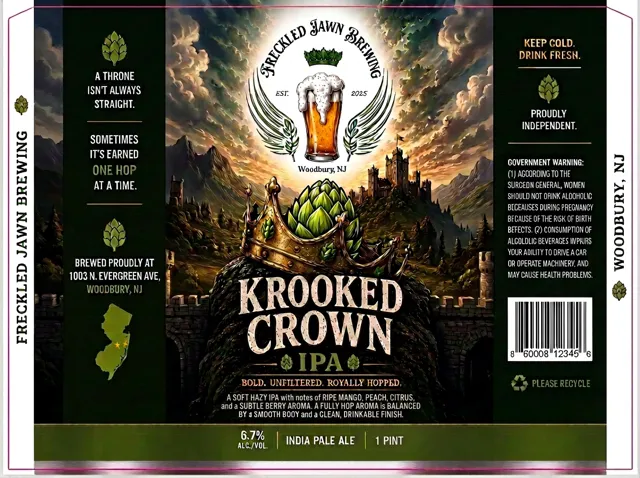 Krooked Crown IPA label art — KROOKED CROWN