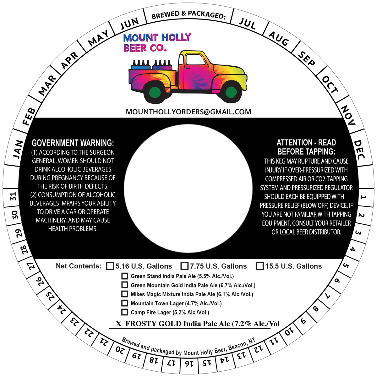 Frosty Gold — full label as filed with TTB