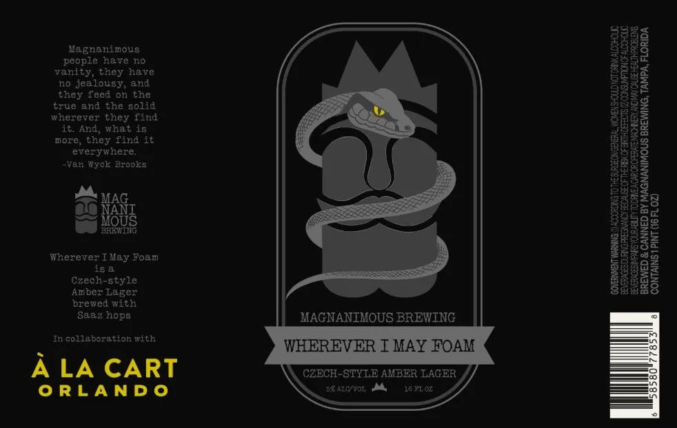 Wherever I May Foam — full label as filed with TTB