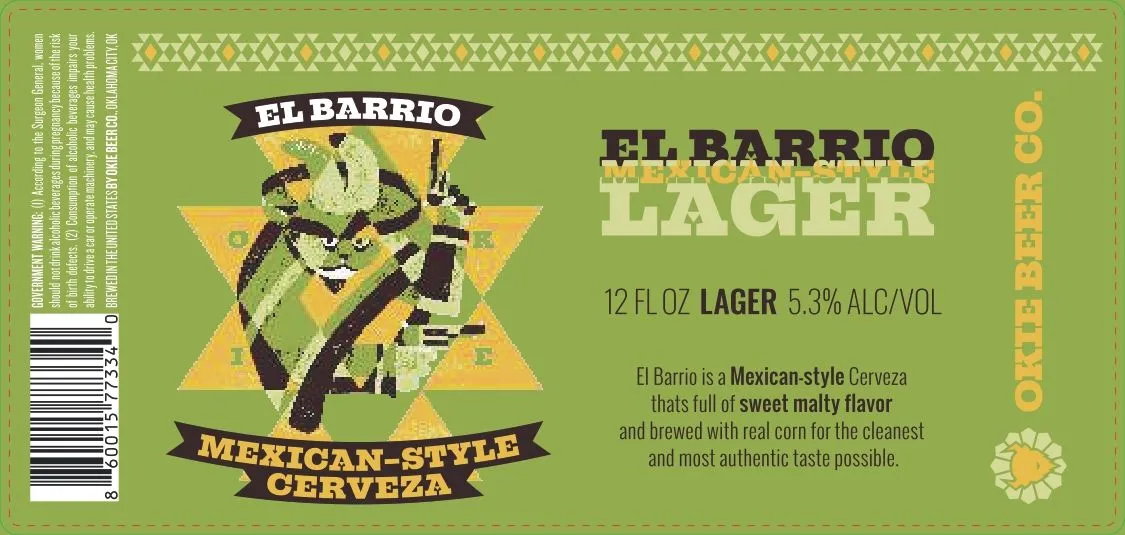 El Barrio Mexican Lager label art — OKIE BEER CO