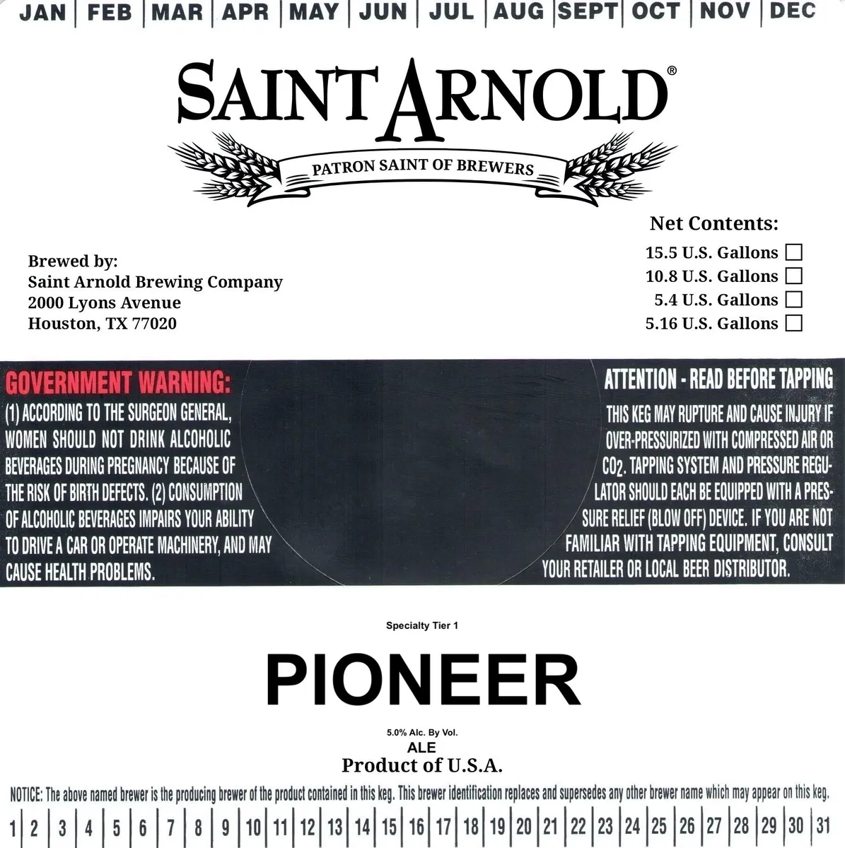 Pioneer label art — SAINT ARNOLD