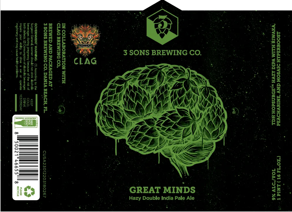 Great Minds label art — 3 SONS BREWING CO