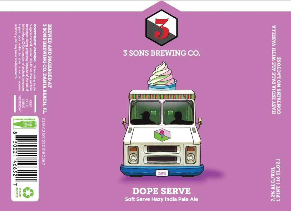 Dope Serve label art — 3 SONS BREWING CO