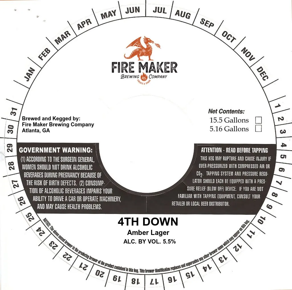 4th Down label art — FIRE MAKER BREWING COMPANY