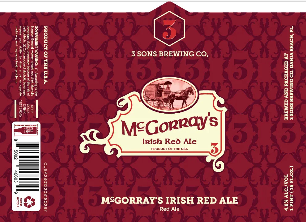 McGorray's Irish Red Ale — full label as filed with TTB