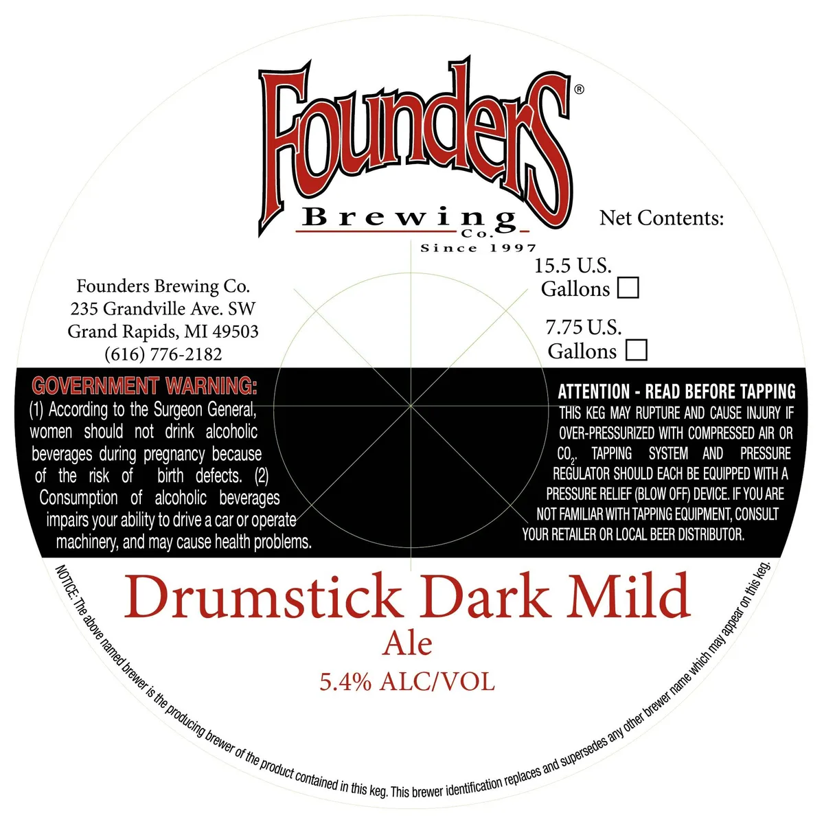 Drumstick Dark Mild — full label as filed with TTB