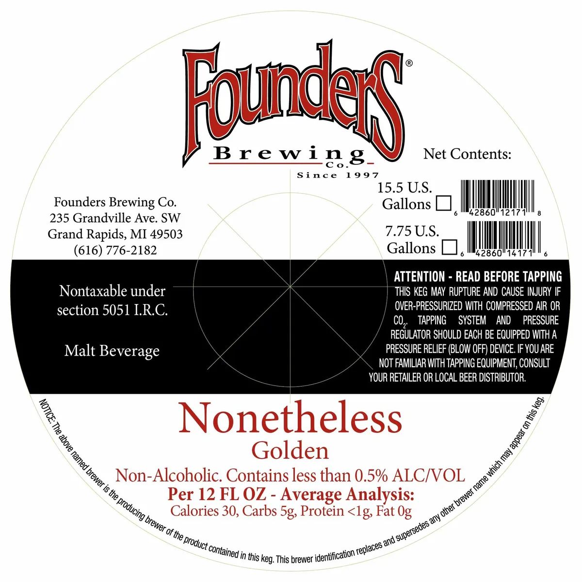 Nonetheless Golden — full label as filed with TTB