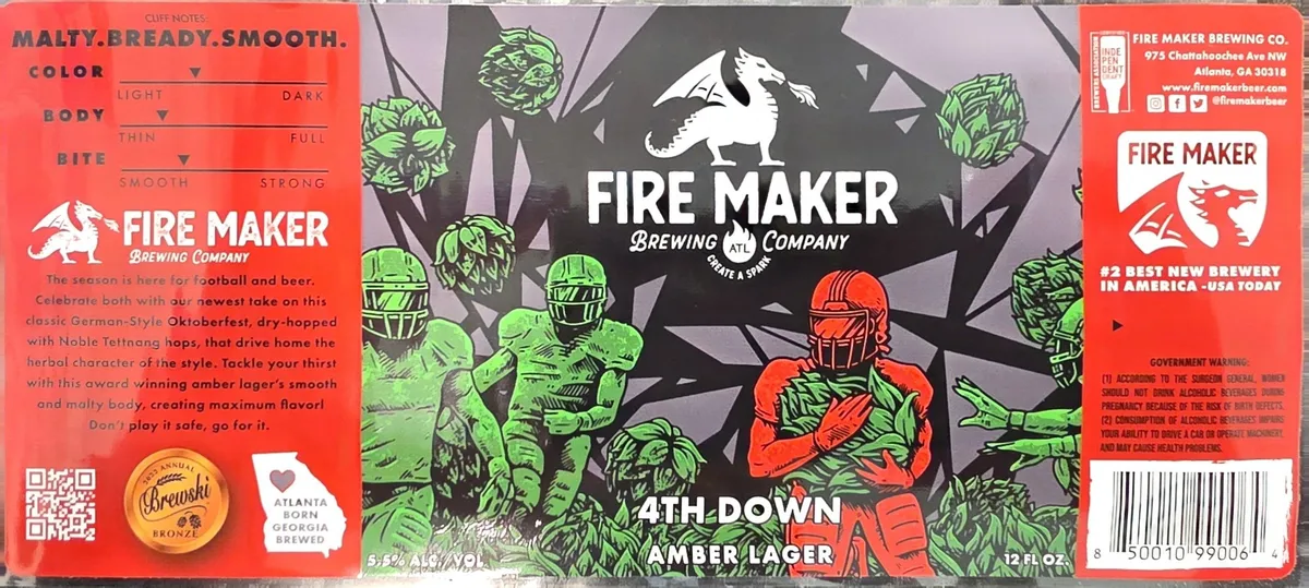 4th Down label art — FIRE MAKER BREWING COMPANY