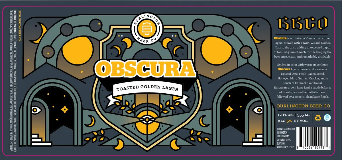 Obscura label art — BURLINGTON BEER COMPANY