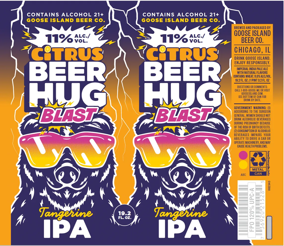 Citrus Beer Hug Blast label art — GOOSE ISLAND BEER CO.