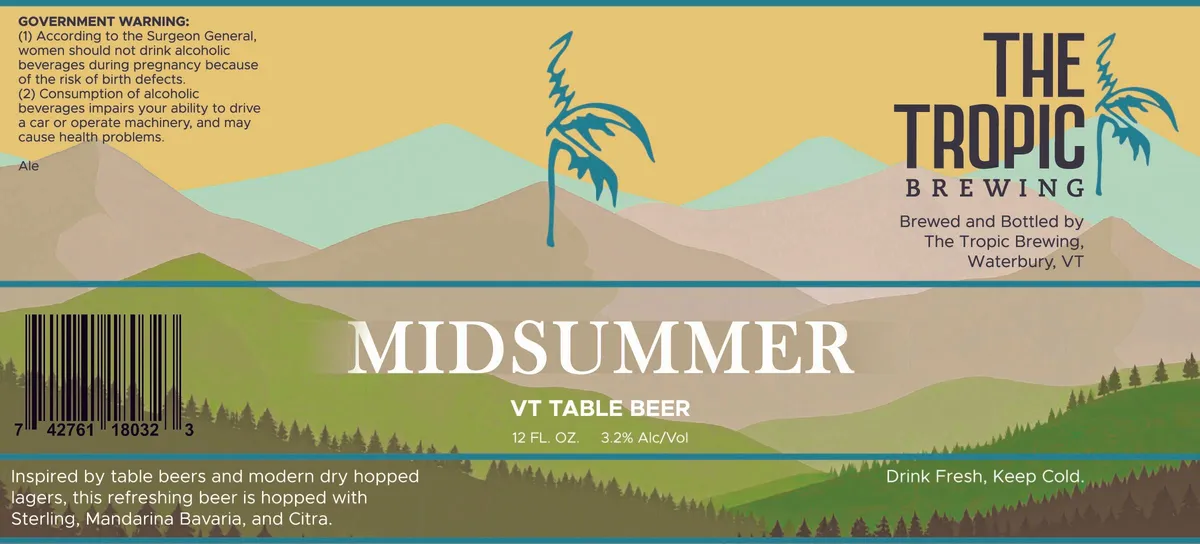 Midsummer VT Table Beer label art — THE TROPIC