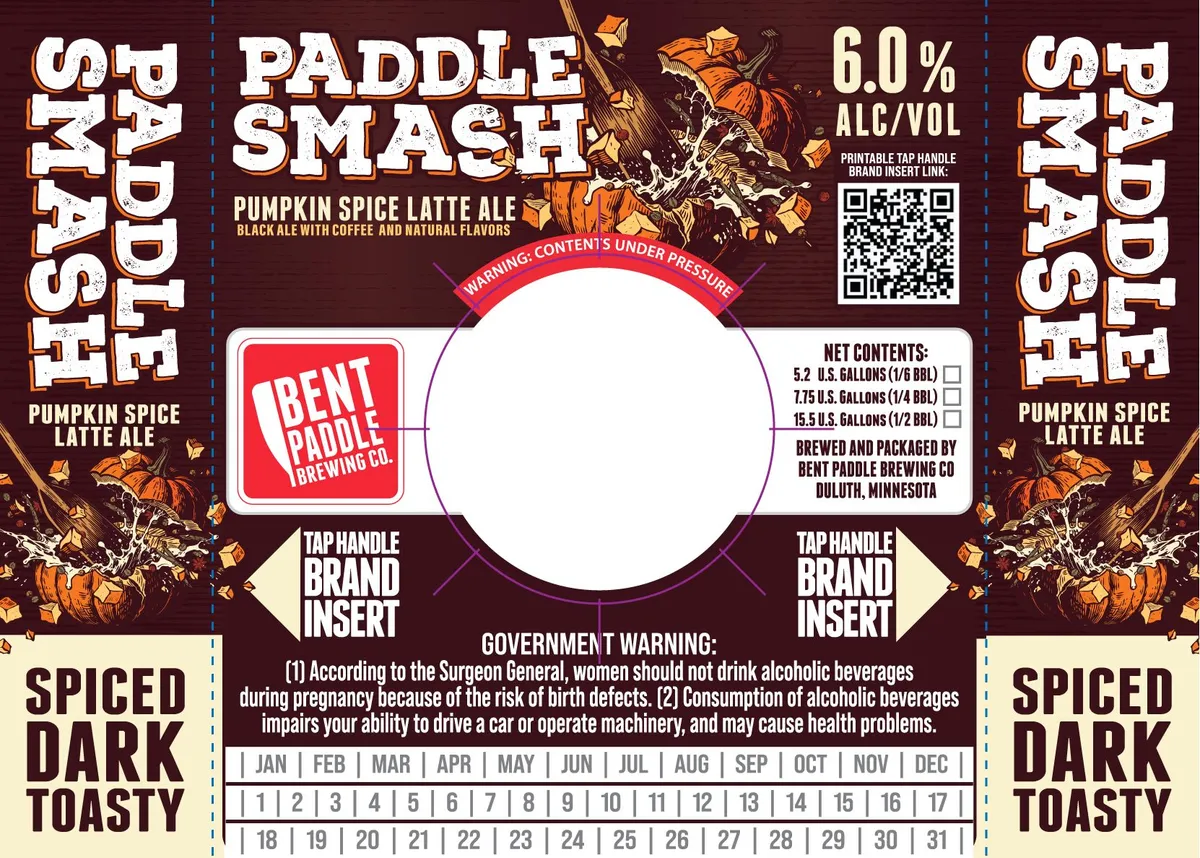 Paddle Smash Pumpkin Spice Latte Ale — full label as filed with TTB