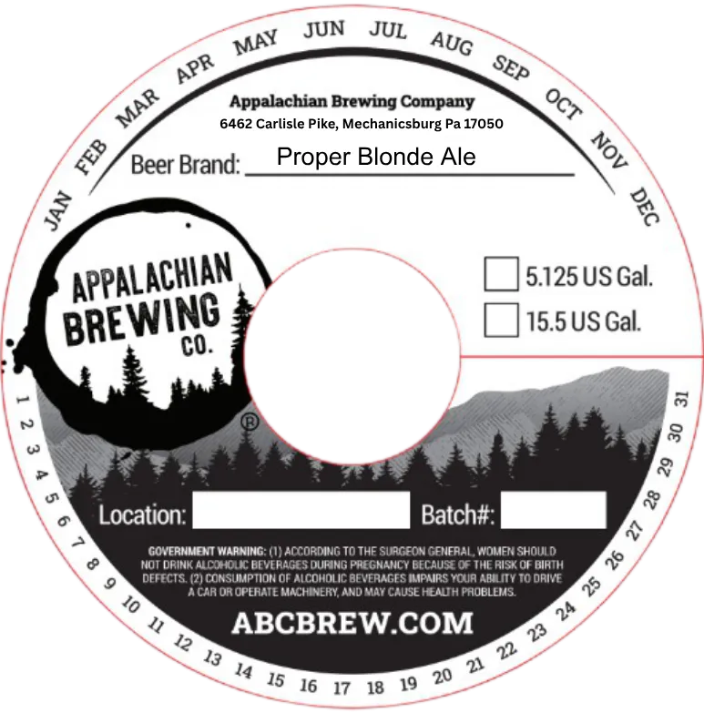 Proper Blonde Ale — full label as filed with TTB