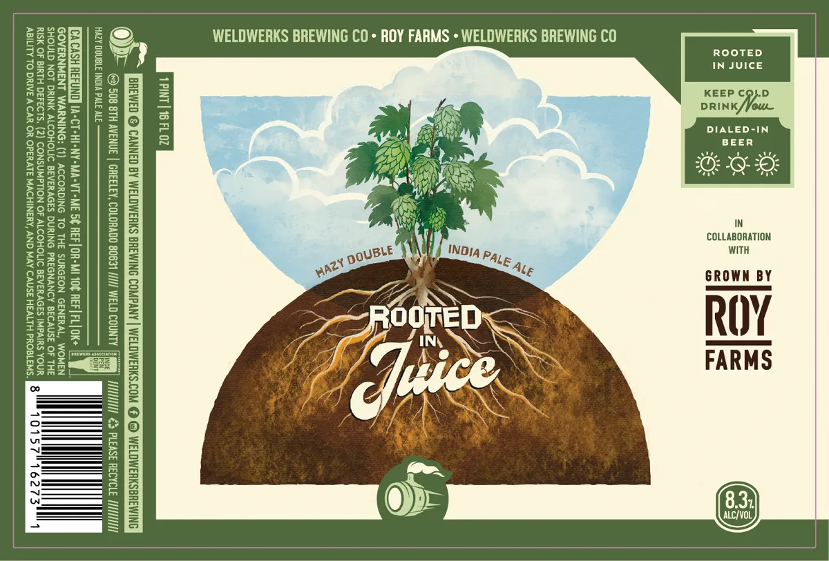 Rooted In Juice label art — WELDWERKS